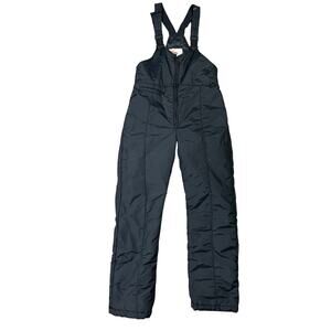 Vintage Sportina d’Italia‎ Snow Bib Overalls Black Nylon Insulated Ski Pants 14